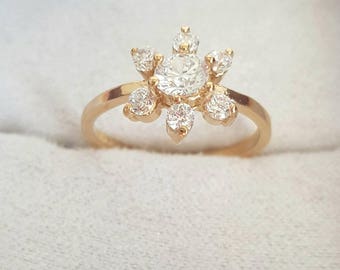 1930s Vintage Art Deco Ring Vintage Ring 14k Gold Plated Ring Art Deco Ring Vintage Engagement Ring Flower Ring Size 7 Ring