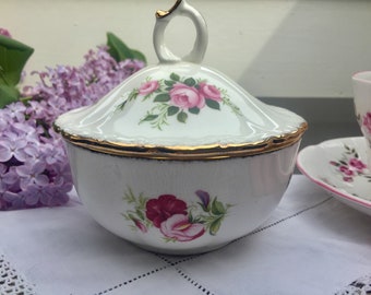 Pretty Vintage Royal Albert Flowers of the Month Series Sugar Bowl, Trinket Dish