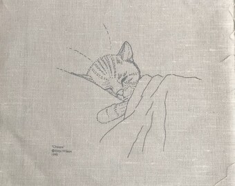 Crewel 'Chessie' Cat Canvas