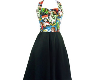 Plus Size Pinup Full Circle Classic Horror Monsters Dress