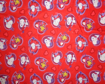 31 Inches Snoopy Red Heart Cotton Fabric