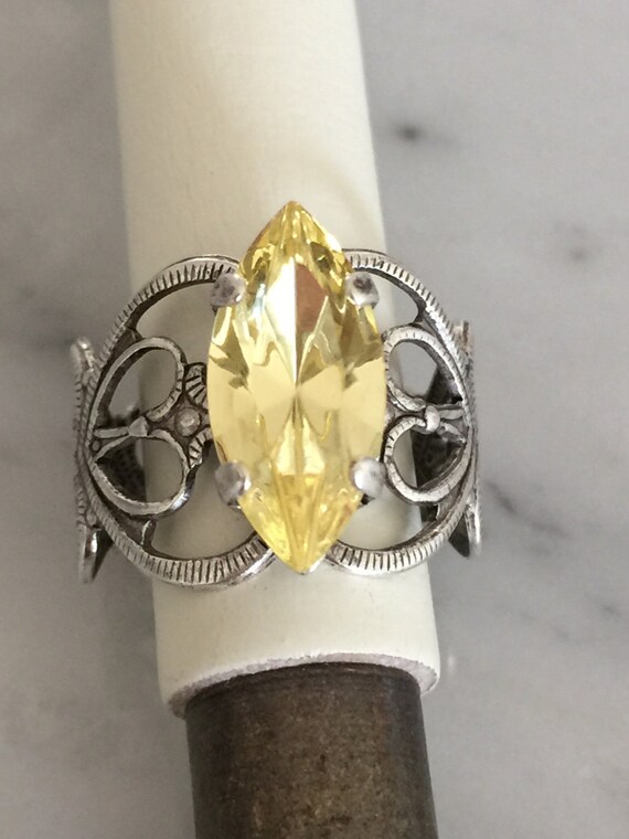 Swarovski Jonquil Ring, Jonquil Crystal Ring, Swarovski Yellow Crystal Ring, Yellow Crystal Filigree Ring