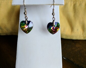 Swarovski vitrail medium crystal heart dangle earrings