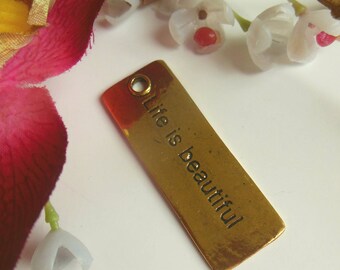 pretty rectangular pendant with inscription