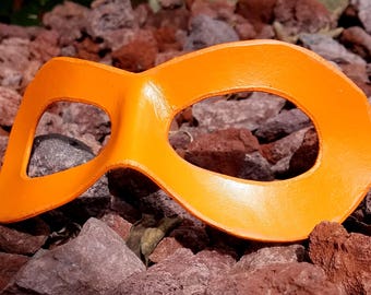 Orange Domino Mask - Pointed Edge Molded Leather Mask - Superhero Cosplay Costume Mask