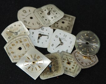 Vintage Antique Small Watch Dials Steampunk Faces Parts Altered Art Industrial RR 62
