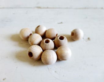Wooden beads, natural beads, set of ten, jewelry making supplies, cute beads, hand beading