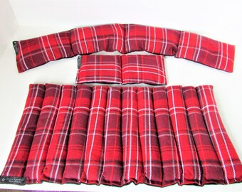 Rice Heating Pad Set Microwavable, Low Back Neck Wrap Eye Pillow Heat Pack, Fathers Day Gift Idea, Red Unscented Pain Relief Hot Packs
