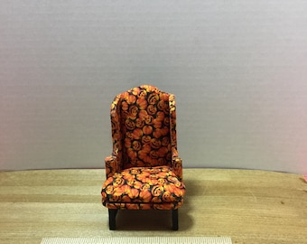 Dollhouse furniture handmade pumpkin wing back chair