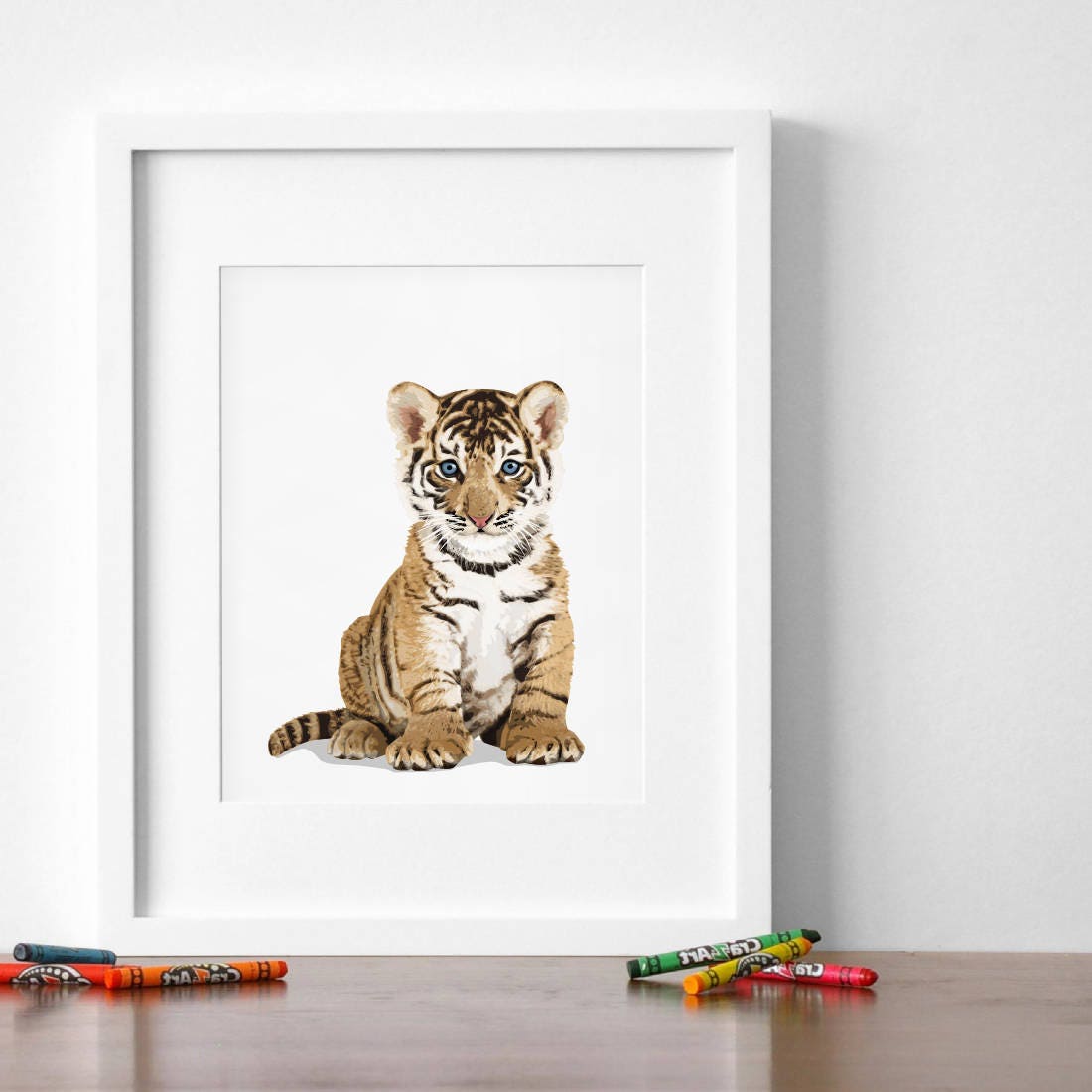 Tiger art print tiger nursery artwork baby jungle animal