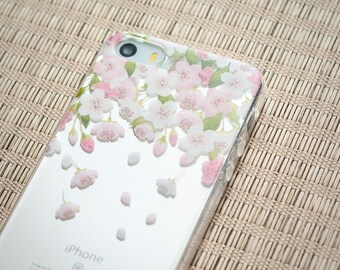 iPhone SE Case iPhone Case SE iPhone 5s Case iPhone Case 5s iPhone 5 Case - Sakura Rain - Cherry Blossom - Nyucase - Transparent Slim Case