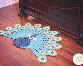 CROCHET PATTERN Pavo the Peacock Rug Nursery Mat Carpet PDF Crochet Pattern with Instant Download