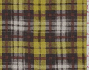 Mocha/Gold Plaid Crepe de Chine, Fabric By The Yard