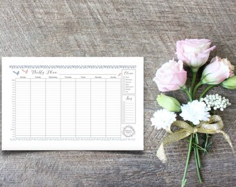 Weekly Planner Printable, Horizontal Layout, Half-Letter Size