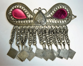 Hippie, vintage, pinza de pelo tribal, antigua pinza de pelo Barrette tribal