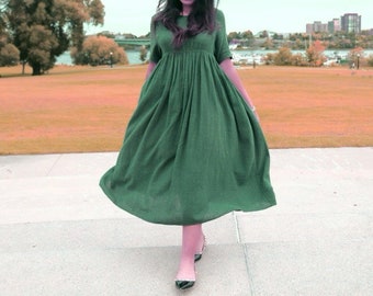 Aeon Linen Maxi Dress - Vintage Aubusson Green