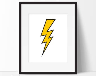 Lightning Print, Lightning Bolt Print, Lightning Bolt, Lightning Poster, Boys Room, Boys Nursery, Superhero Print, Instant Download