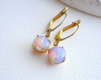 Vintage Fire Opal Earrings Opal Earrings Harlequin Drop Earrings Pink Opal Earrings October Birthstone Earrings