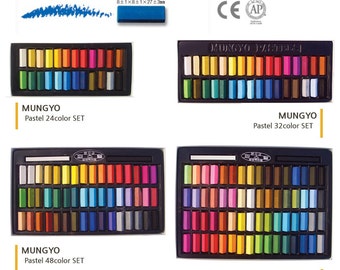MUNGYO Soft Pastels Half Length Square Chalks Vivid 24/32/48/64 Colors Set best paper for pastel drawing