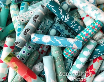 Aqua, Teal, & Turquoise - Bit by Bit Stash Builder Bundles, 20, 30 or 40 pc Color Bundle Different Fabrics, Sweet Sixteenths™, 9” x 10/11”