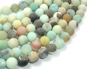 Matte Amazonite Beads, 10mm(10.6mm) Round Beads, 15 Inch, Full strand, Approx 37 beads, Full strand, Hole 1 mm, A quality (111054028)