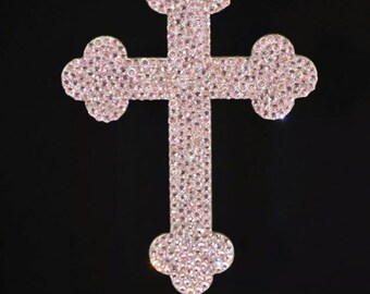 Pink - Bling Rhinestone Crucifix / Cross Cake Toppers