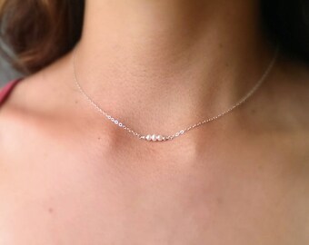 Dainty pearl necklace - delicate necklace - tiny pearl necklace - simple necklace - birthstone necklace - tiny bead necklace - free shipping
