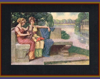 Song of Desire - Original antique postcard by T. Kroj
