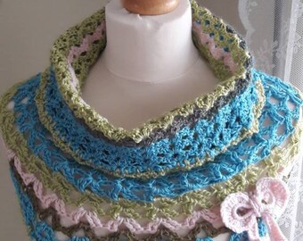 Crochet neck shoulder warmer cowl neck hand made spring summer