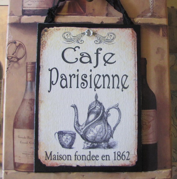 French Cafe Sign Paris Decor Shabby Cottage Chic French