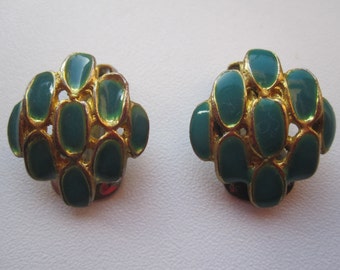 Vintage 1980th Blue Clip Earrings Gift idea ForHer Summer