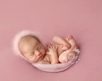 Classic Luxe Angora Bonnet- Rosey (Newborn-24 mo sizes)