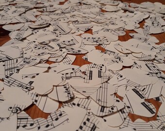 1750 Large confetti hearts punched from vintage sheet music over in quantity- party table scatter confetti - wedding table decoration
