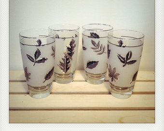 Set of 4 Libbey Frosted Leaf Glasses
