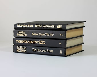 Vintage Books Set, Old Books, Decorative Book Sets, Book Home Decor, Interior Decorating, Book Lover Gift, Black, Gold