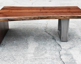 LIve Edge Walnut Coffee Table With Steel Base Live Edge Table Natural Edge Table Steel Based Coffee Table Custom Live Edge brandmojo