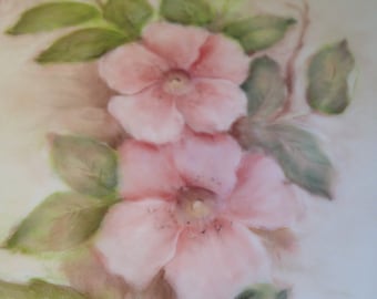 Hand Painted Wild Rose Breakfast Plate