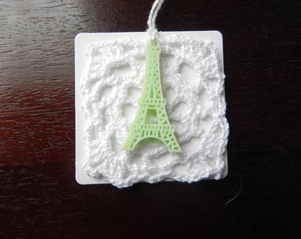 3 glass square 6 cm EIFFEL Tower vintage labels/markings