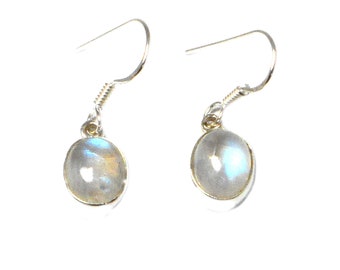 Oval MOONSTONE Sterling Silver Gemstone Earrings 925