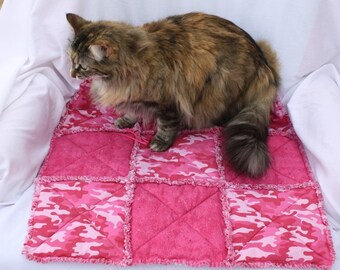 Pink Cat Bed, Pet Bedding, Designer Pet Bed, Colorado Catnip Bed, Fabric Cat Bed, Crate Mat, Travel Pet Mat, Pink Camo Pet Bed, Cat Mat