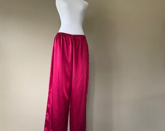 L / Satin Sleep Pajama Pants Lingerie / Capri Length / Large / FREE USA Shipping