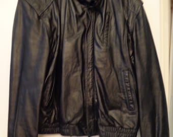 VINTAGE 1980's Men's WILSON Black Leather Jacket (available)