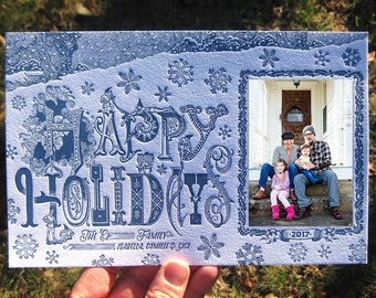Snowy Elves Custom Letterpress Holiday Cards (with photo)