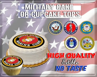 Military Seals edible cake toppers! Picture sugar wafer frosting paper decals images easy army navy marines coast guard national guard round
