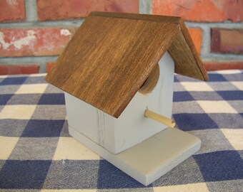 Gray Birdhouse - Cedar, Decorative, Indoor, Outdoor Birdhouse - Garden, Porch, Shelf Decoration