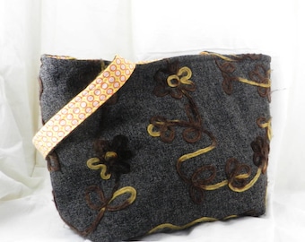 Handmade Shoulder Bag, Gray and Brown, Amy Butler Fabric