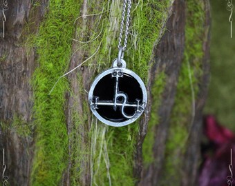Sigil of Lilith pendant, seal of Lilith, with labradorite, rainbow moonstone, amethyst ou onyx, double sided pendant