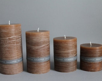 EUKALYPTUS Duft & Rustic Stumpen Kerze handgefertigt durchgefärbt in 4 Größen