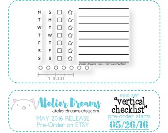 ADM-027 VERTICAL CHECKLIST - Mini - Planner Stamps (Photopolymer Clear Stamps) vertical checklist, checklist stamp, vertical stamp