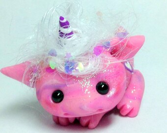 Pink Bubblegum Trollfling Troll Dragoncorn "Taffy" by Amber Matthies